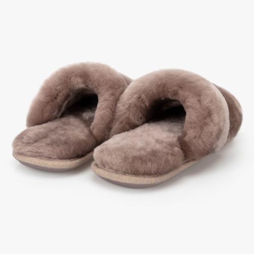 Ladies Poppy Open Toe Sheepskin Slider Coffee Extra Image 5